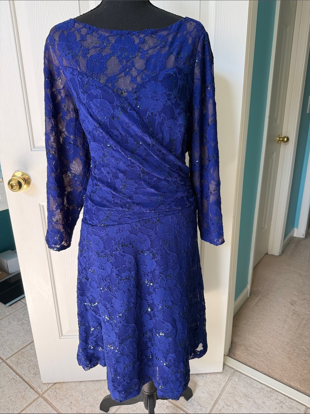 Lauren Ralph Lauren Royal Blue Lace Dress with Sequins